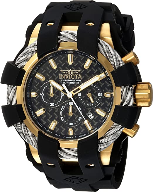 reloj invicta negro con oro